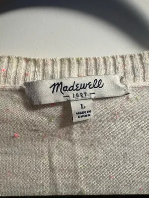 Madewell Sweater‎ Womens Large Ivory Rainbow Confetti Nep Scoop Neck 46420 thumbnail 4