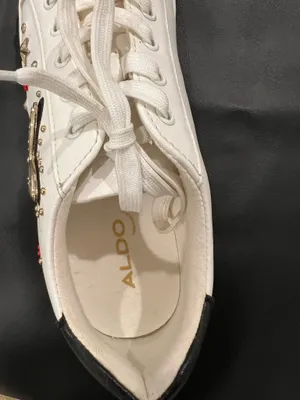 Aldo white sneakers with gold star and red flower embellishments, size US 9 thumbnail 2