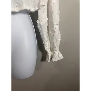 ASTR The Label Revolve‎ Barstow Top White Eyelet Puff Sleeve Smocked Top XS thumbnail 7