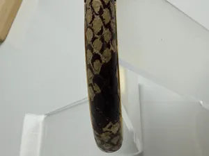 Tory Burch Women’s Leather Inlay Snake Print Gold Double T Bangle Bracelet thumbnail 5