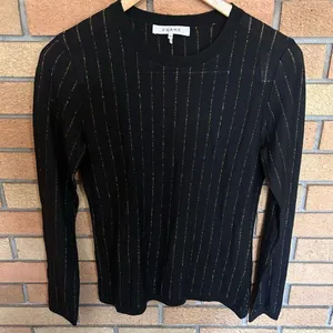 FRAME Striped Metallic Wool-blend Long-sleeve Top Black & Gold Size Small thumbnail 3
