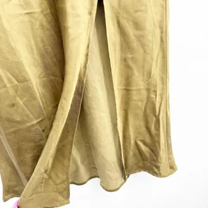 Whimsy + Row Womens Earthy Silky Hunter Green Satin Slit Midi Charlie Skirt L thumbnail 4