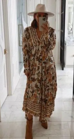 FREE PEOPLE Rows Of Roses Maxi Dress in Ivory Combo Size X-Small thumbnail 12