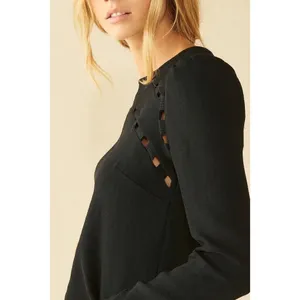 BA&SH Black Corus Top Blouse Cutout Details Solid Cut-Outs Bash Size 0 US Size 4 thumbnail 6