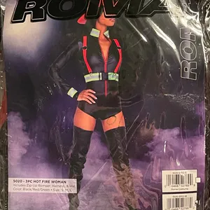 NEW Roma Hot Fire Woman Sexy Firefighter Halloween Costume Size Medium thumbnail 7