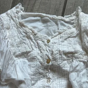 LoveShackFancy White Ruffled Blouse thumbnail 3