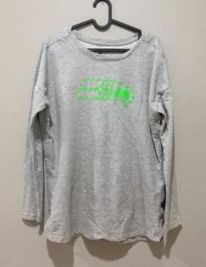Nike Team Apparel NFL Seattle Seahawks Grey Graphic Long Sleeve Top Size L thumbnail 1