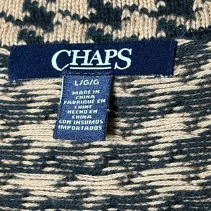 Chaps Houndstooth Asymmetric Zip Cowl Neck Sweater Soft 100% Cotton Size L thumbnail 9