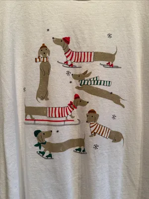 J. Crew Festive winter Dachshund Graphic Tee Medium short sleeve doxi thumbnail 2