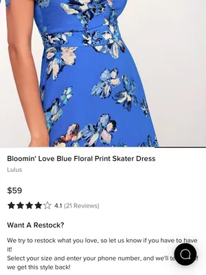 Lulus Women’s Bloomin' Love Blue Floral Pattern Skater Dress Size M thumbnail 4