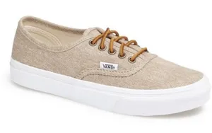 Beige canvas vans off the wall thumbnail 1