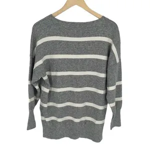 Abercrombie & Fitch Womens Stripe Soft Collection Pullover Sweater Gray White XS thumbnail 3