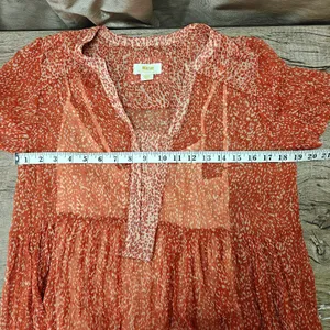 Maeve Anthropologie Adrian Sheer Tunic Dress‎ in dark orange. Size S. thumbnail 5