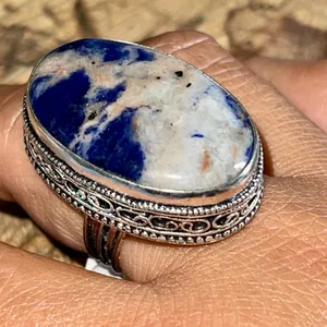 Navy Sodalite Ring Size 9 1/2 Blue thumbnail 3