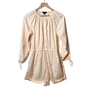 NWT J. Crew Cotton Poplin Tie Sleeve Button Front Romper Pink Orange Cream Small thumbnail 4
