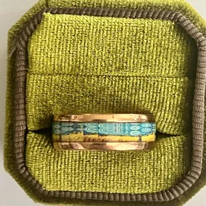 Rose Gold Tungsten 8mm Band with Turquoise Inlay Size 10 thumbnail 2