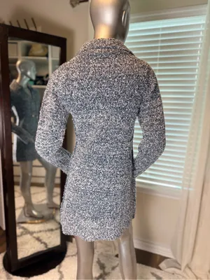 Free People Milena Sweater Dress Medium NWT Lace Up Mini Marled Gray Blue Cozy thumbnail 6