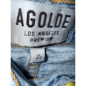 AGOLDE Riley High Rise‎ Straight Crop Jeans Light Wash Distressed Blue Size 25 thumbnail 7