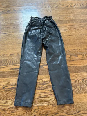 Abercrombie & Fitch Faux Leather Jogger Pants - Black, drawstring, XXS thumbnail 2