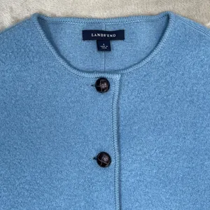 Lands End Womens 8 Blue 100% Wool Boiled Wool Jacket Blazer Preppy Button thumbnail 3