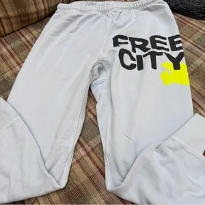 Freecity Gray Track Pants with Black and Yellow Accents thumbnail 1