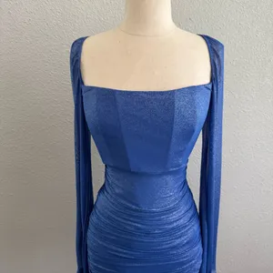 Lucy in the Sky Glitter Mesh Long Sleeve Dress in Blue Size Small EUC‎ thumbnail 2