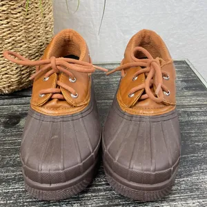 Sperry Leather Brown Two Tone Heron Seal Duck Rain Ankle Boots 7.5 thumbnail 2