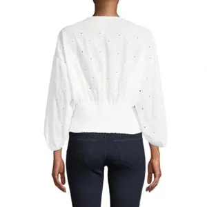 Cliché | White Eyelet Cropped Peasant Top | Small thumbnail 2