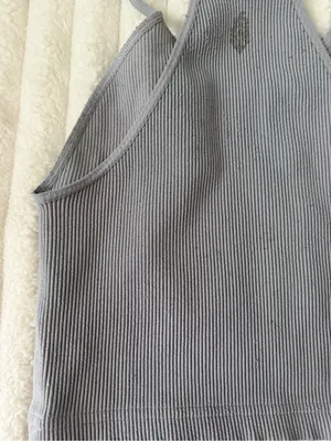 Free People Ribbed Gray Cropped Tank thumbnail 6