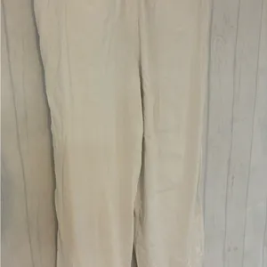 Loft Linen Julie Trouser Pants Womens Size Medium Ivory Straight Leg Cap… thumbnail 8