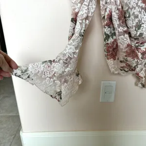 Anthropologie Top XL Sheer Long Sleeve Pullover Stretchy Floral Ruffle Coquette thumbnail 5