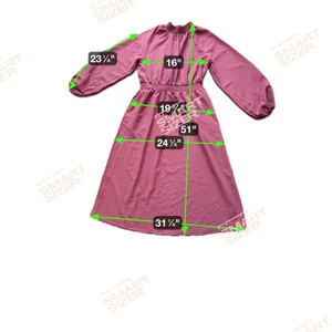 A New Day Mauve Pink Mock Neck Smocked Waist Midi Dress Balloon Sleeve M thumbnail 4