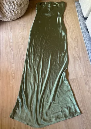 Strapless Olive Green Maxi Dress Size XS thumbnail 1