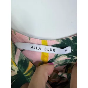 Aila Blue Palms Print Romeo Playsuit size Medium Romper thumbnail 3