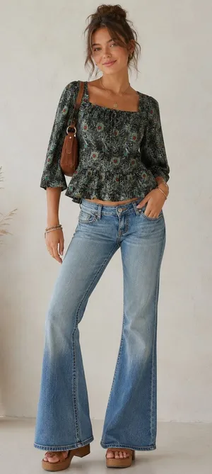 Liberty of London X Target Green Peplum 3/4 Sleeve Blouse Womens S Preppy Fall thumbnail 1
