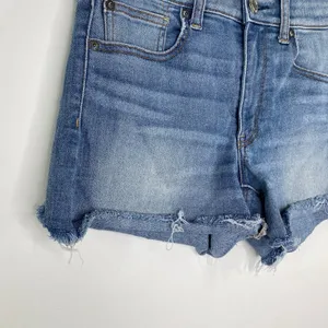 American Eagle Hi-Rise Light Wash Blue Denim‎ Raw Hem Shorts Women's Size 6 thumbnail 3