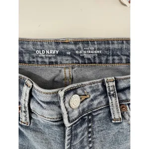 Old Navy High Rise OG Straight Jeans 10 Distressed Medium Wash‎ Raw Hem NWT thumbnail 4