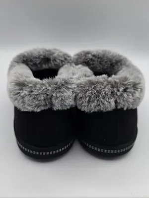 Skechers Womens Cozy Campfire Team Toasty plush gray faux Suede Fur Sz 8 black thumbnail 4
