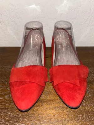 J.Jill Suede Leather Slip On Point Toe Kitten Heel Flat Shoes Size 7.5 Color Red Suede Leather Slip On Point Toe Kitten Heel Gently loved condition thumbnail 5