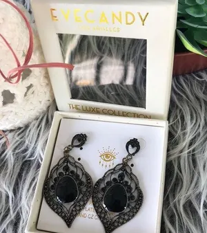 NWT Eyecandy Rhodium Plated & CZ Crystal Earrings thumbnail 1
