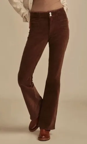 Lucky Brand Wmns Brown Corduroy Stevie High-Rise Flare Pants Sz 14 Boho Festival thumbnail 1