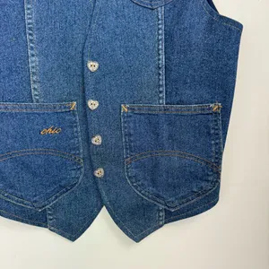 Vtg Chic Denim Western Vest Dark Wash Heart Buttons Sz Medium thumbnail 7