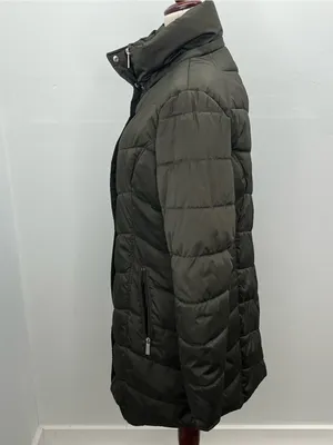 Kenneth Cole New York Olive Green Womens Quilted Puffer Coat Jacket Size Medium thumbnail 4