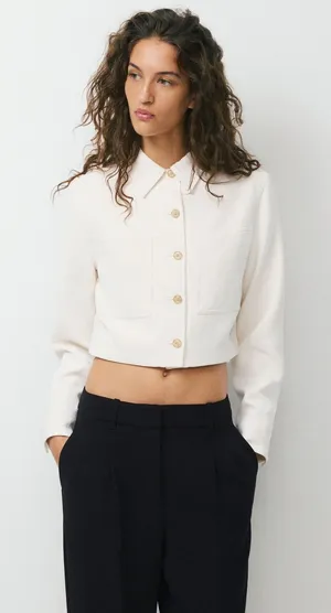 Wilfred Little Cropped Jacket White Button Up Structured Utility Coat M thumbnail 1