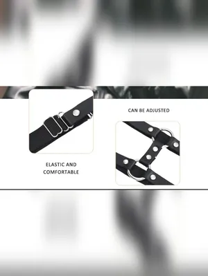 Black Leg‎ Harness Faux Leather Style With Metal Rings And Studs thumbnail 12