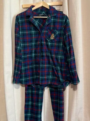 Lauren Ralph Lauren Green, Navy & Red Plaid Button-Down PJ Set thumbnail 1