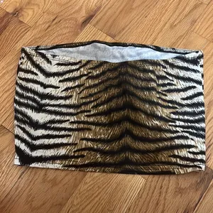 Boutique tiger print tube top crop top. thumbnail 2