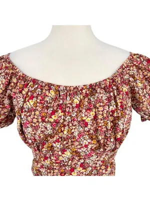 Sim & Sam Floral Off-Shoulder Puff Sleeve Crop Top Size XL thumbnail 4