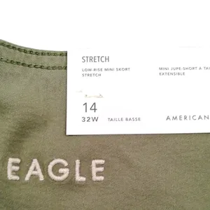 American Eagle Low-Rise Mini Skort A Line Pleated Tie Belt Olive Green Sz. 14 thumbnail 4