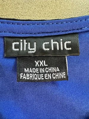 City Chic XXL Black & Royal Blue Mesh Stripe Peplum Top | Sheer Detail (1313) thumbnail 11